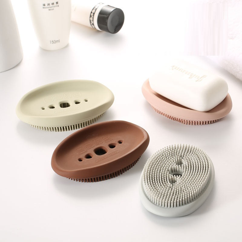 Double-Sided Silicone Soap Holder Box | Multifunctional Bathroom & Kitchen Dish Brush Storage