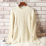 Men's Round Neck Pure Woolen Sweater: Cozy Retro Twist for Autumn & Winter