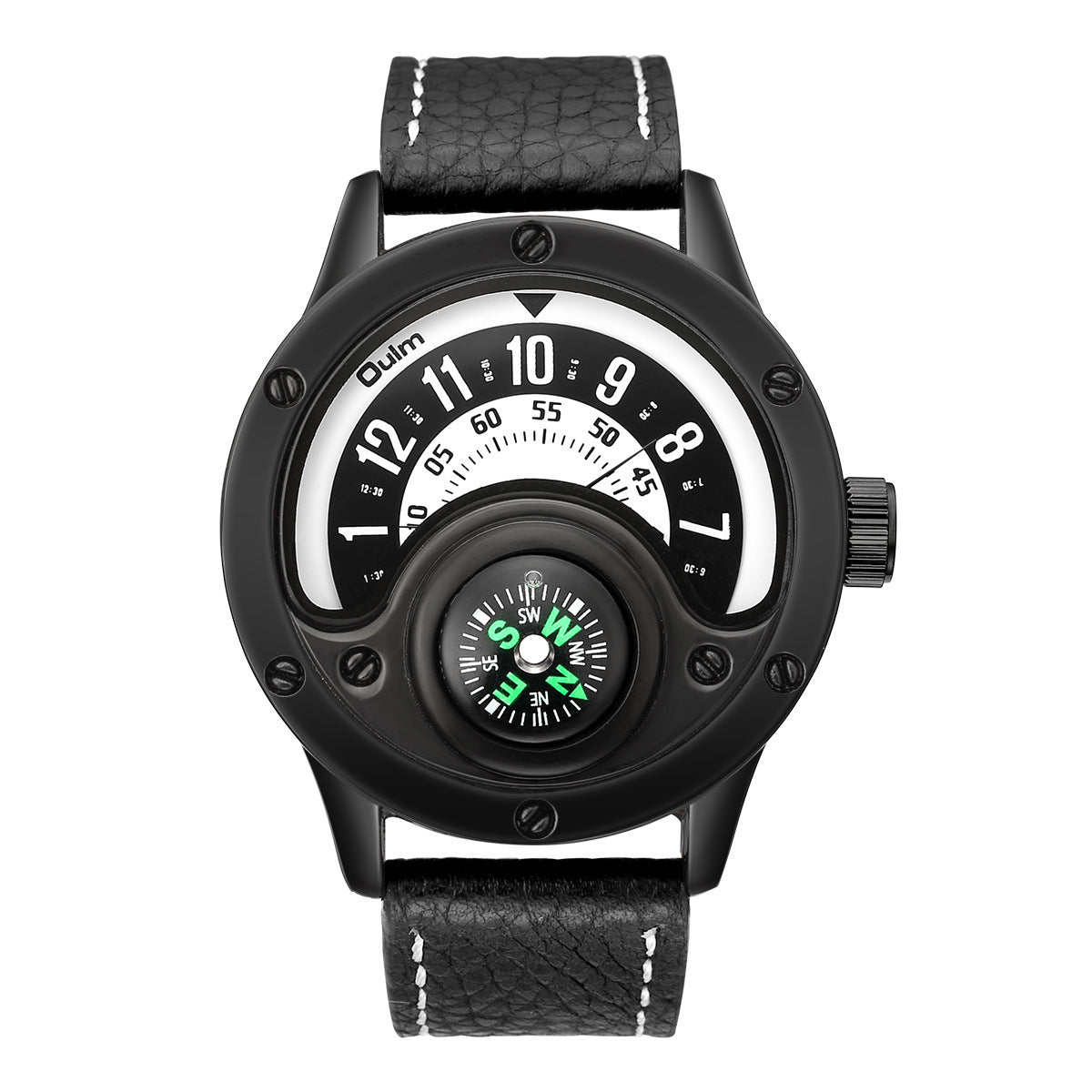 New Sport Watches Men Decorative Compass Unique Design Male Quartz Clock Men's Leather Strap Casual Wrist Watch