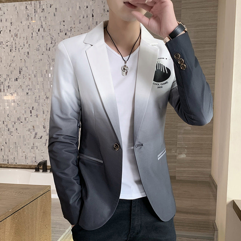 Blazer Men Gradient Suit Jacket Masculino Korean Style Slim Fit Casual Men Jacket