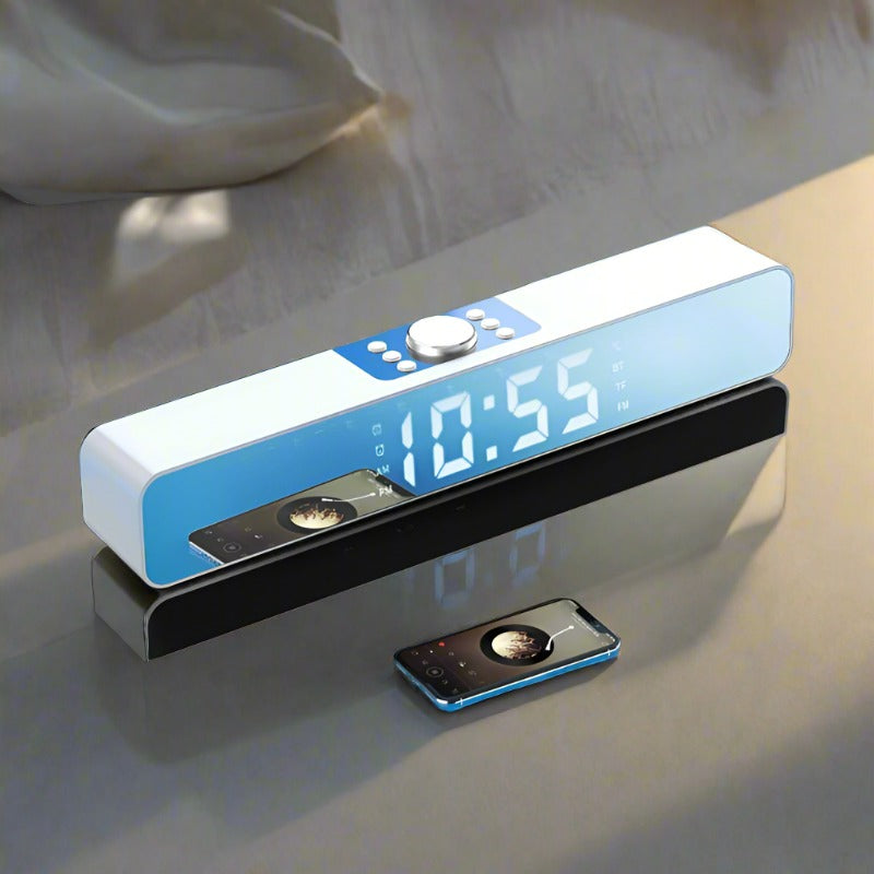 Mirror Sound Blaster Wireless Bluetooth Clock Speaker Radio Audio