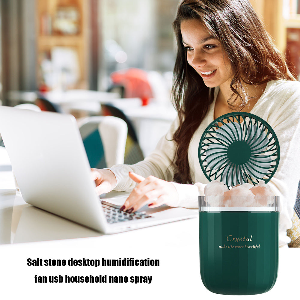 Portable Crystal Aromatherapy Humidifier - USB Wireless Aroma Essential Oil Diffuser with Adjustable Fan and Warm Light - Minihomy