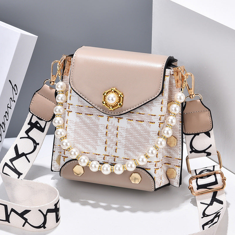 Women's Crossbody Bag, Cute Princess Wallet with Pearl Chain, Summer Shoulder Bag for Phone