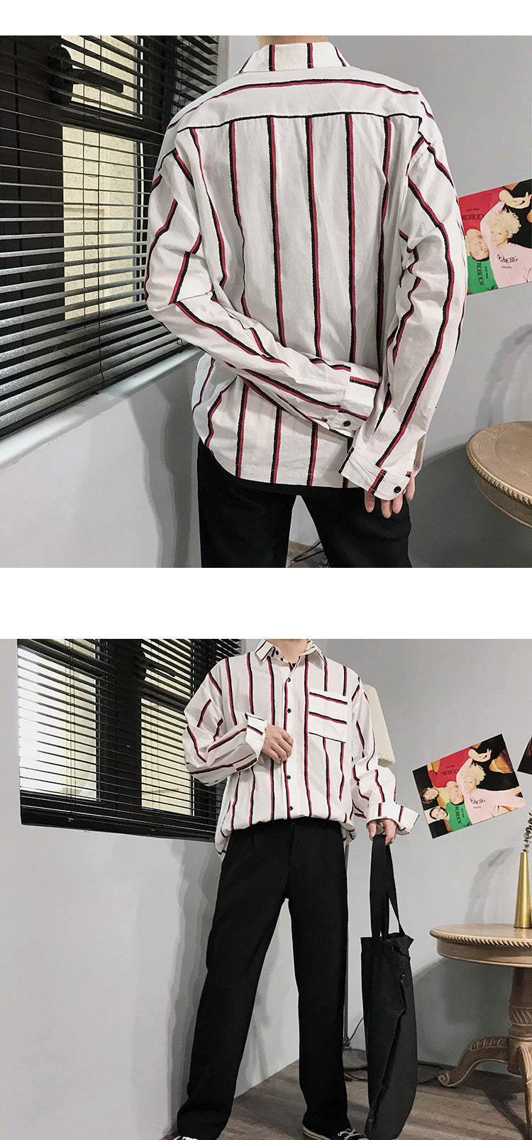 Loose striped shirt men - Minihomy