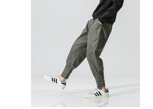 Men's mouth buckle casual pants
