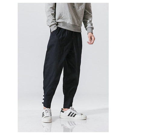 Men's mouth buckle casual pants