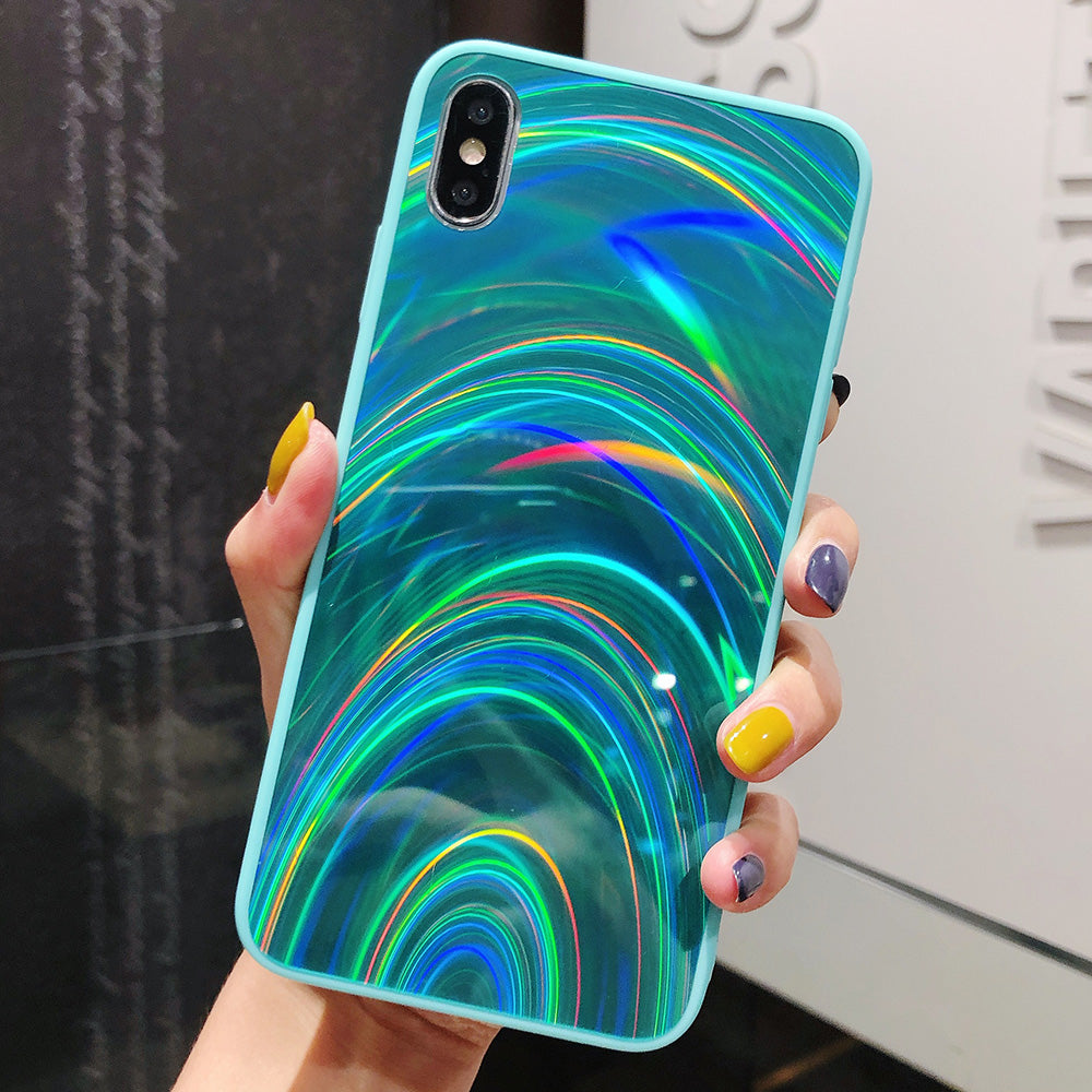 3D Rainbow Glitter Gradient Back Cover Phone Case