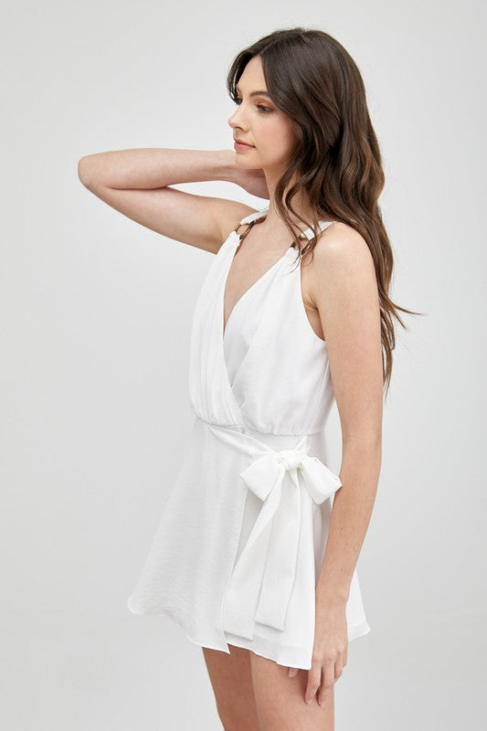 Women's Tie-Side Trim Detail Romper - Casual & Stylish