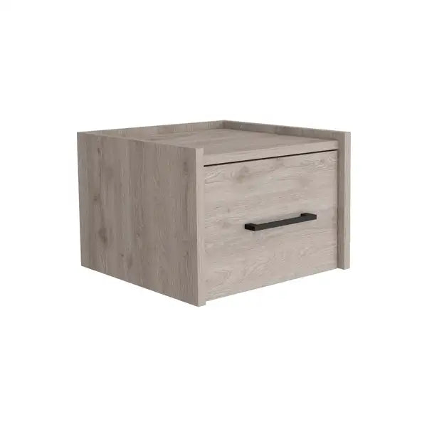 Floating Nightstand with Drawer, Wall Mounted Side Table, Light Grey for Bedroom - Minihomy