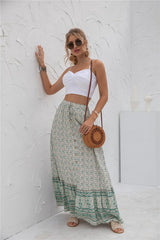 Women's Floral Print Maxi Skirt: Flowy, Bohemian Summer Dress