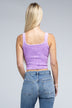 2-Way Neckline Washed Ribbed Cropped Tank Top - Minihomy