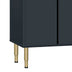 Modern Sideboard Buffet Cabinet with Marble Top & Amber Glass Doors (Navy Blue) - Gold Legs & Handles - Minihomy