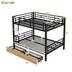 Full Size Metal Convertible Bunk Bed with 2 Drawers - Black - Minihomy