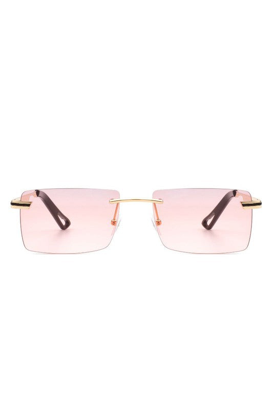 Rectangle Rimless Retro Flat Top Sunglasses for Stylish Sun Protection