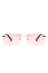 Rectangle Rimless Retro Flat Top Sunglasses for Stylish Sun Protection