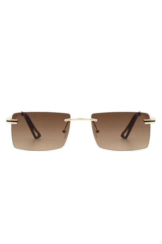 Rectangle Rimless Retro Flat Top Sunglasses for Stylish Sun Protection