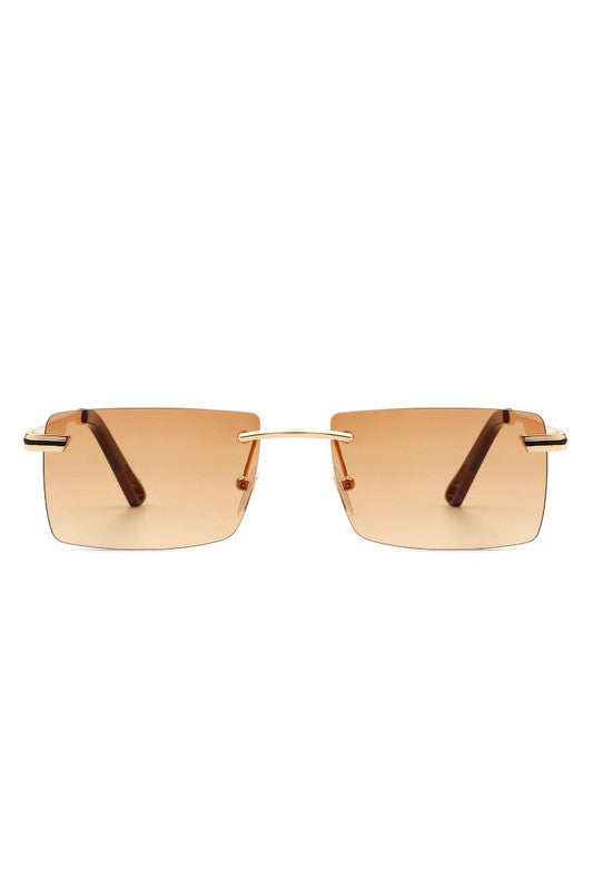 Rectangle Rimless Retro Flat Top Sunglasses for Stylish Sun Protection