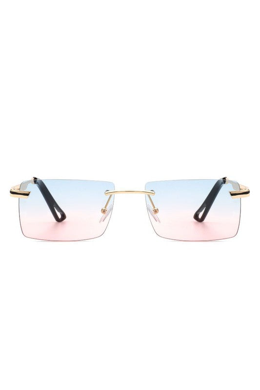 Rectangle Rimless Retro Flat Top Sunglasses for Stylish Sun Protection