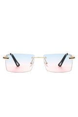 Rectangle Rimless Retro Flat Top Sunglasses for Stylish Sun Protection