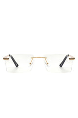 Rectangle Rimless Retro Flat Top Sunglasses for Stylish Sun Protection