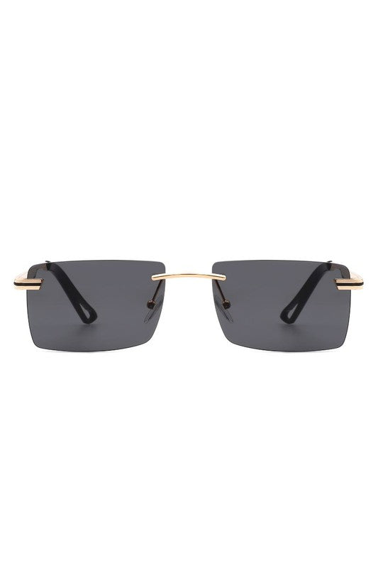 Rectangle Rimless Retro Flat Top Sunglasses for Stylish Sun Protection