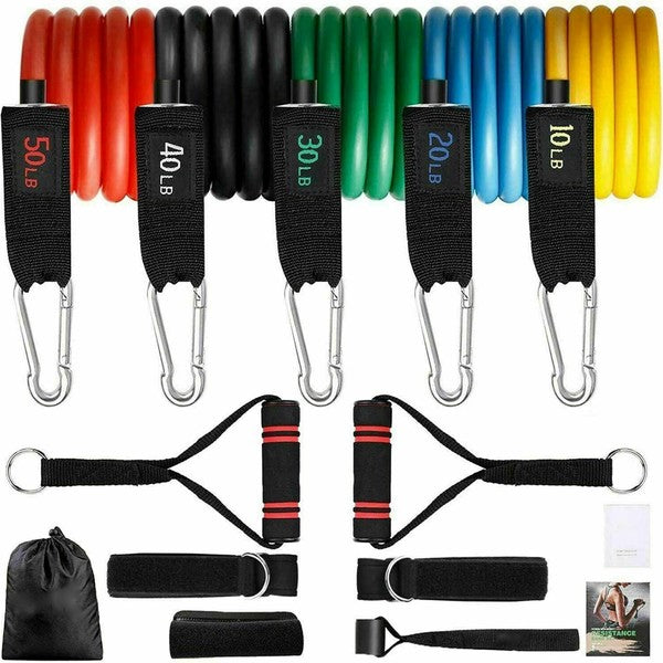 13-Pcs Intey Resistance Band Home Workout Set with Handles, Door Anchor, and Ankle Straps - Minihomy