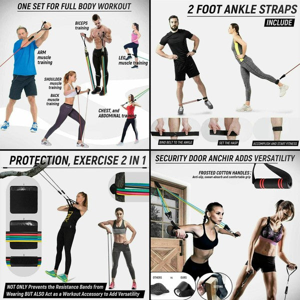 13-Pcs Intey Resistance Band Home Workout Set with Handles, Door Anchor, and Ankle Straps - Minihomy