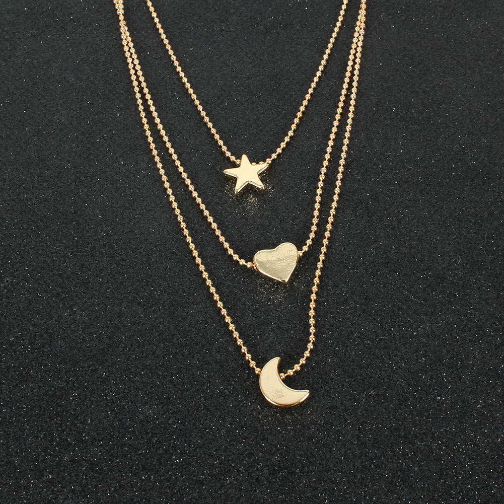 Alloy Star And Moon Pendant Necklace: Illuminate Your Style - Minihomy