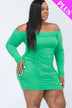 Plus Size Off Shoulder Ruched Long Sleeve Dress - Minihomy