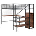 Full Size Metal Loft Bed with Desk, Storage Ladder & Wardrobe - Black - Minihomy