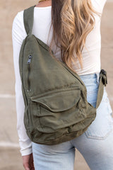 Oversized Canvas Sling Bag - Casual & Durable