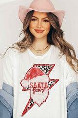 Santa Christmas Graphic Plus Size T-Shirt for Women