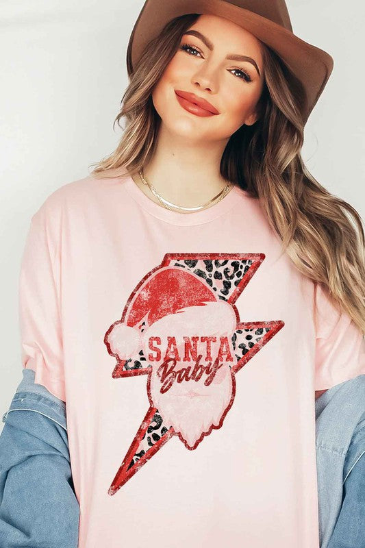 Santa Christmas Graphic Plus Size T-Shirt for Women