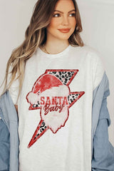 Santa Christmas Graphic Plus Size T-Shirt for Women