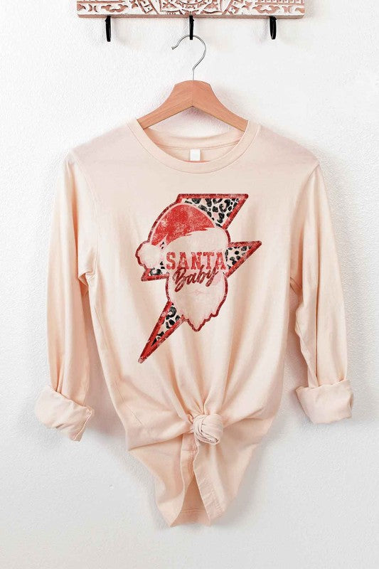 Santa Baby Christmas Long Sleeve Tee for Women - Festive Holiday Shirt