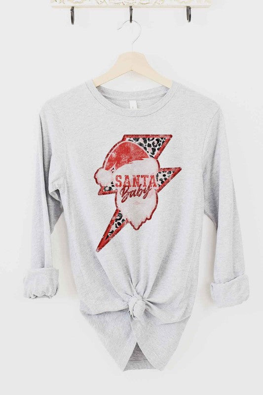 Santa Baby Christmas Long Sleeve Tee for Women - Festive Holiday Shirt