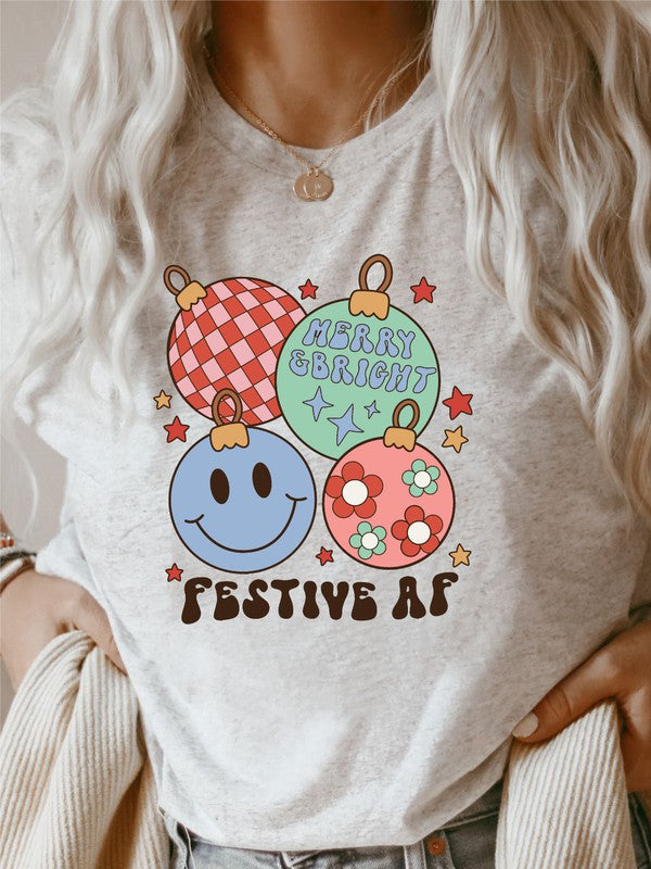 Merry & Bright Festive AF Short Sleeve Tee - Minihomy