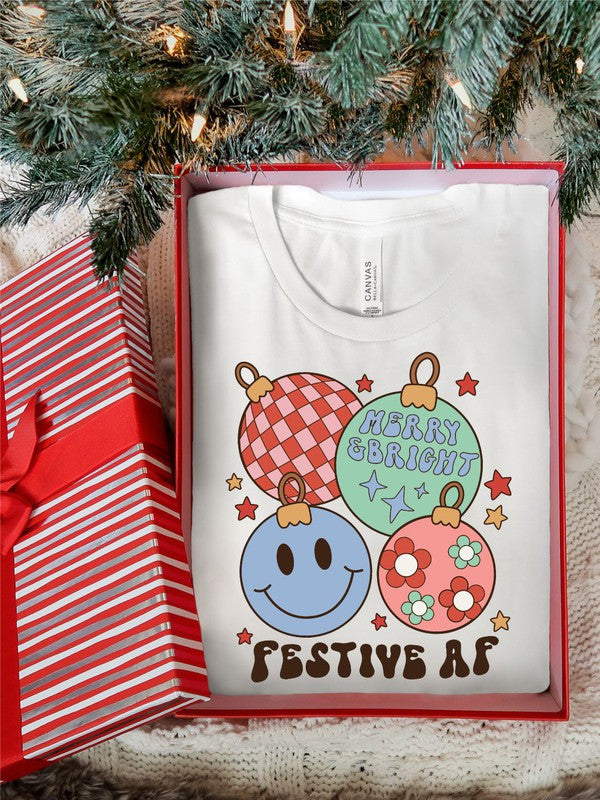 Merry & Bright Festive AF Short Sleeve Tee - Minihomy