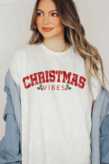 Plus Size Christmas Vibes T-Shirt - Holiday Graphic Tee for Festive Style