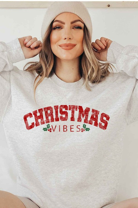 Christmas Vibes Graphic Sweatshirt - Festive Holiday Apparel