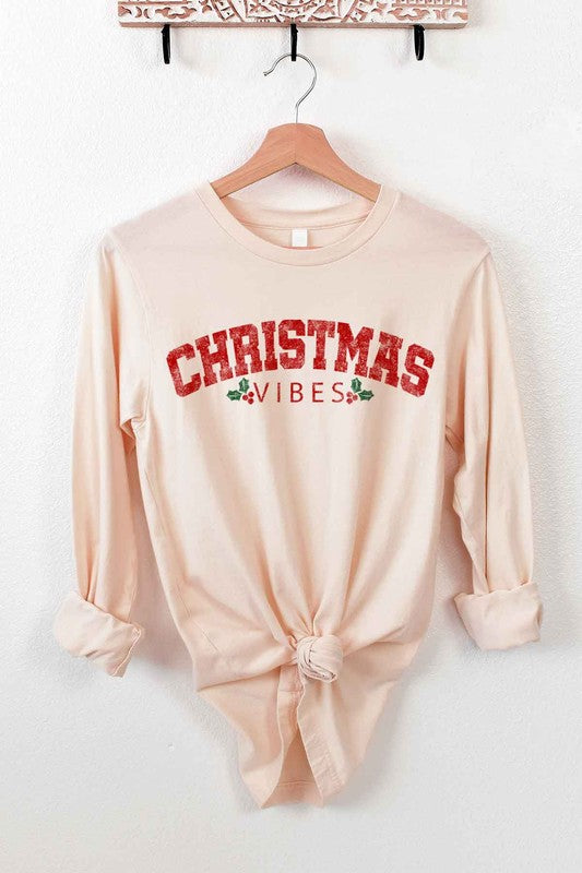 Christmas Vibes Long Sleeve Tee for Holiday Cheer - Unisex