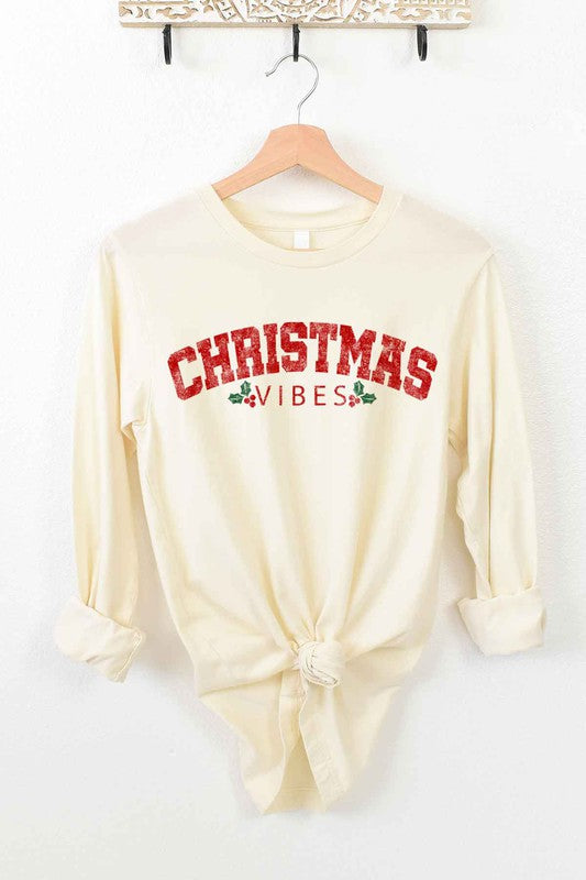 Christmas Vibes Long Sleeve Tee for Holiday Cheer - Unisex