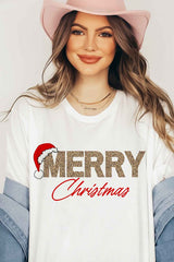 Plus Size Merry Christmas Graphic T-Shirt / Tee - Festive Holiday Top