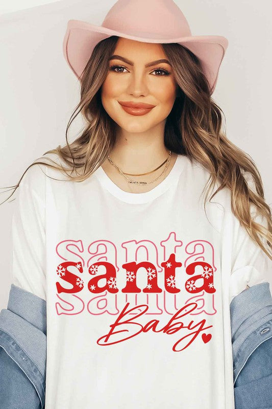 Plus Size Santa Christmas Graphic Tee Shirt for Holiday Celebrations