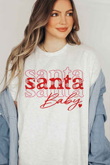 Plus Size Santa Christmas Graphic Tee Shirt for Holiday Celebrations