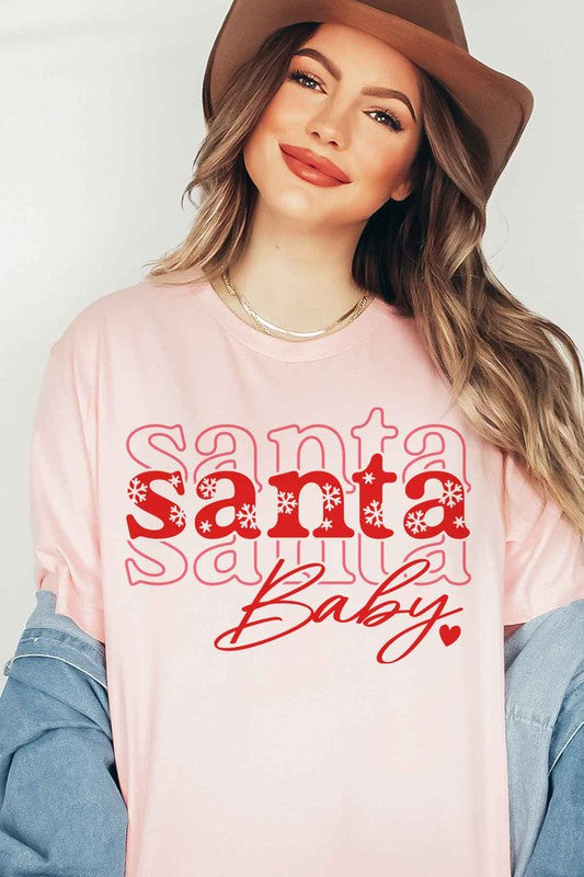 Plus Size Santa Christmas Graphic Tee Shirt for Holiday Celebrations