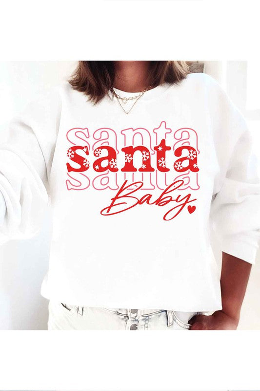 Santa Baby Christmas Graphic Sweatshirt for Women - Holiday Fashion