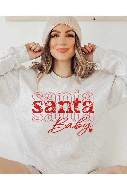 Santa Baby Christmas Graphic Sweatshirt for Women - Holiday Fashion