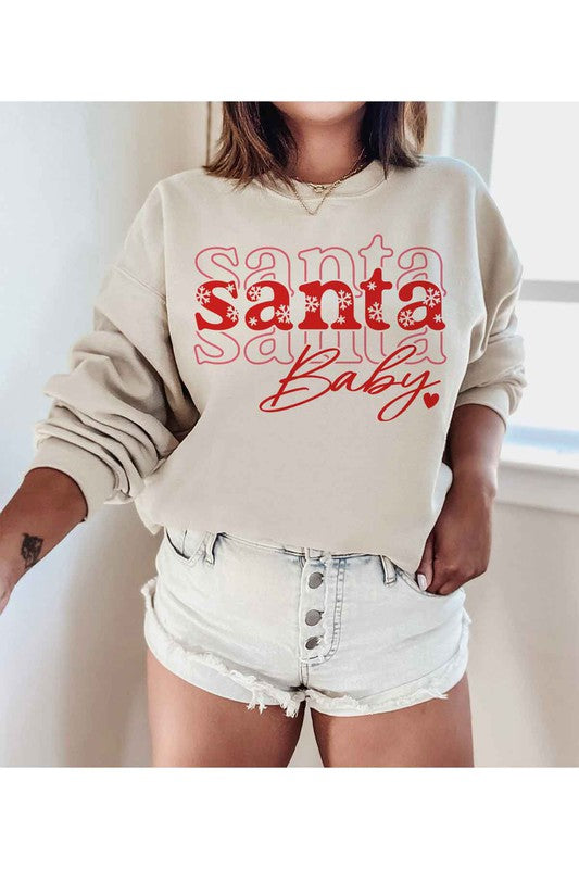 Santa Baby Christmas Graphic Sweatshirt for Women - Holiday Fashion