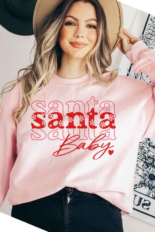 Santa Baby Christmas Graphic Sweatshirt for Women - Holiday Fashion